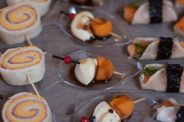 Différentes mise-en-bouches lors d'une réception