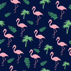 Fototapeta premium paradise exotic tropical trendy Flamingo and pineapple Pattern