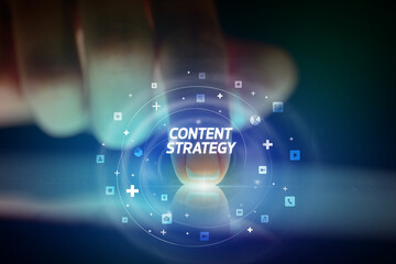 Finger touching tablet with social media icons concept