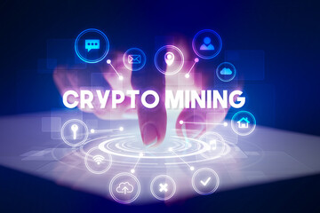 Finger touching tablet with web technology icons concept