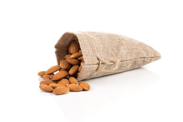 Almonds on a white background