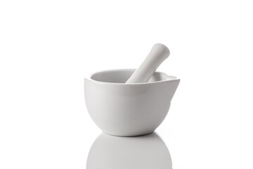 mortar and pestle isolated on white background