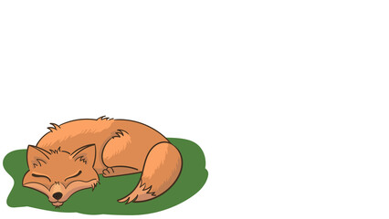 Vector illustration of ginger fox on white background and free space for the text