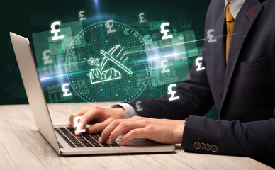 business hand working in stock market