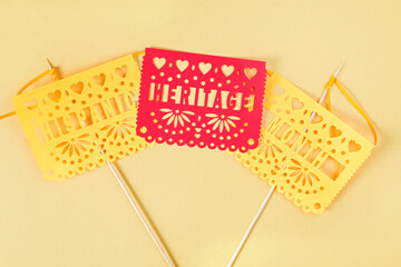 Hispanic heritage month background with mexican paper flags