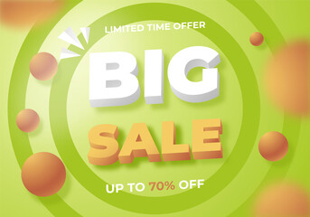 Web green banner 3d colorfull modern for social media stories sale, web page, mobile phone. template design special offer