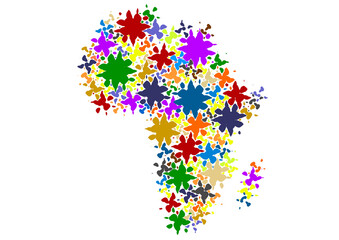 African continent map created with colored spots
