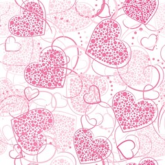 seamless pink background with hearts. Vector Valentines pattern