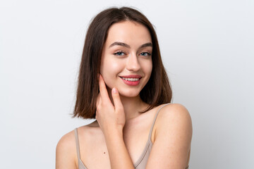 Young Ukrainian woman isolated on white background . Portrait