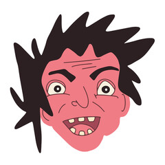 Angry doodle man face. Hand drawn  vector illustration for print
