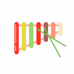 Colorful vector xylophone isolated on white background. Cute kids musical toy illustration.