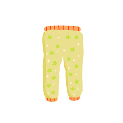 Baby pants. Infant clothes and pajamas with pattern. Cartoon illustration