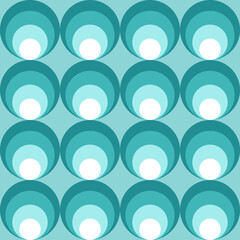 Retro seamless circle tile pattern in blue white colors, sea summer pattern, raster