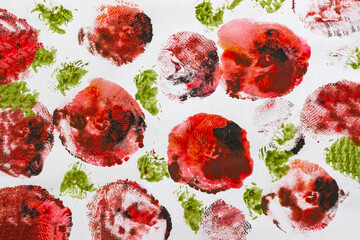 Stylized Poppy flowers illustration, abstract pattern, hand drawn background