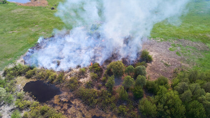 forest fires and disasters, shooting from a drone