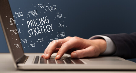 Businessman working on laptop, e-commerce concept