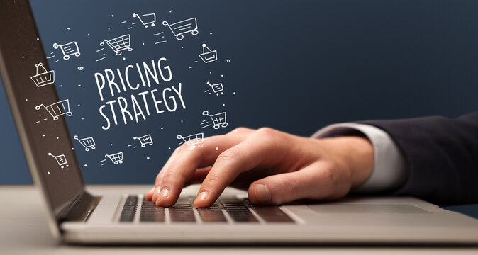 Businessman working on laptop, e-commerce concept