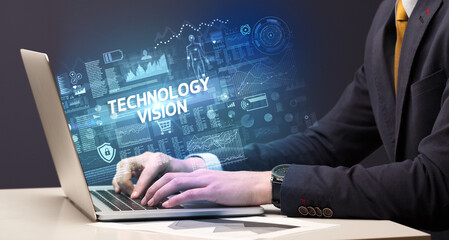 Businessman working on laptop concept