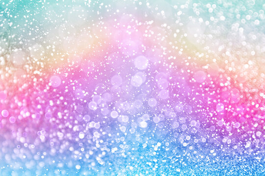Rainbow glitter happy birthday party mermaid unicorn pony princess background little summer invitation card