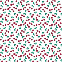Seamless pattern with cherry on white background.
