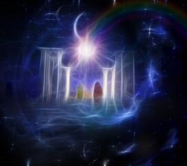 Temple in spiritualy based composition