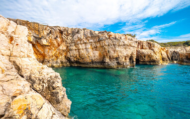 Fototapeta premium Beautiful coastline at Premature peninsula, Croatia, in summer
