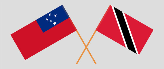 Obraz premium Crossed flags of Samoa and Trinidad and Tobago. Official colors. Correct proportion