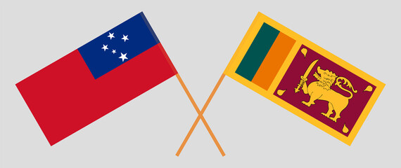 Crossed flags of Samoa and Sri Lanka. Official colors. Correct proportion