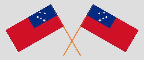 Crossed flags of Samoa. Official colors. Correct proportion