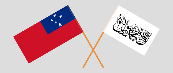 Crossed flags of Samoa and Taliban. Official colors. Correct proportion