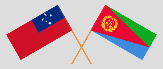 Crossed flags of Samoa and Eritrea. Official colors. Correct proportion