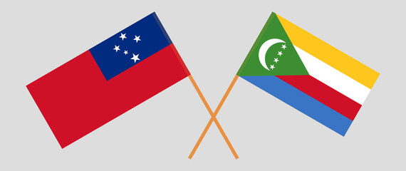 Crossed flags of Samoa and the Comoros. Official colors. Correct proportion