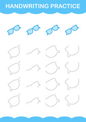 Handwriting practice with Glasses. Worksheet for kids