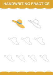 Handwriting practice with Women Hat. Worksheet for kids