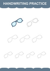Handwriting practice with Glasses. Worksheet for kids