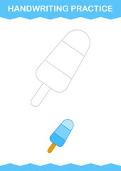 Handwriting practice with Ice Cream. Worksheet for kids