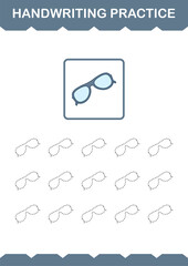 Handwriting practice with Glasses. Worksheet for kids