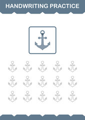 Handwriting practice with Anchor. Worksheet for kids