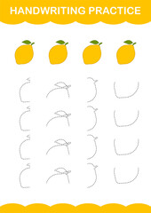 Handwriting practice with Lemon. Worksheet for kids