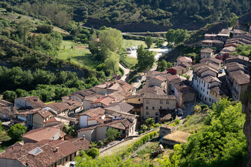 Fototapeta na wymiar aerial view of the medieval town of Frias in Castilla, Spain