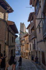 street view of old medieval town of Frias in Castilla, Spain