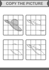 Copy the picture with Women Hat. Worksheet for kids