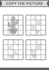 Copy the picture with Cactus. Worksheet for kids