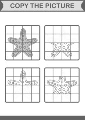 Copy the picture with Starfish. Worksheet for kids