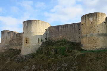 Fototapeta na wymiar Defensive walls of Falaise castle in Calvados, birthplace of William the Conqueror