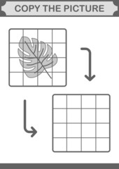 Copy the picture with Monstera. Worksheet for kids