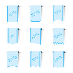 Set of colored bookmarks with Glasses