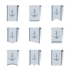 Set of colored bookmarks with Anchor