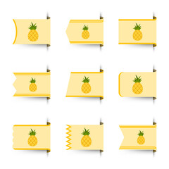 Set of colored bookmarks with Pineapple