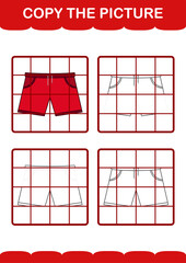 Copy the picture with Shorts. Worksheet for kids